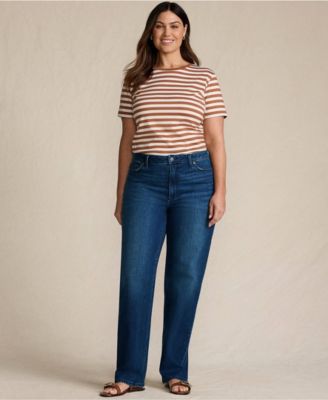 Women's Soft Denim Mid Rise Relaxed Straight Leg Jeans