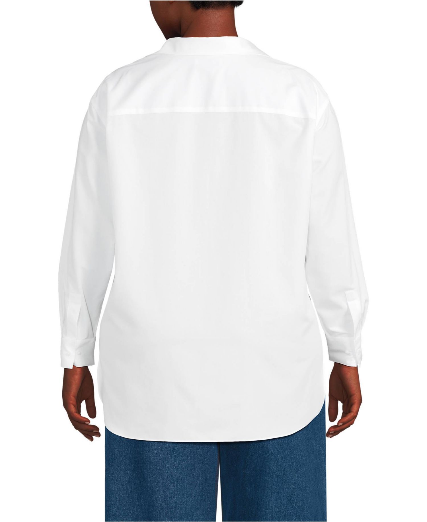 Plus Size Oversized No Iron Tunic with Statement Collar Shirt