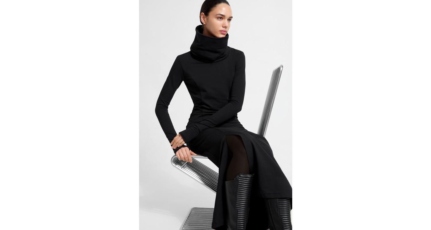 Women's Lisa Oversized-Collar Thumbhole Long-Sleeve Sweatshirt Dress