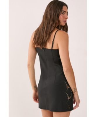 Women's Cutwork Side Tailored Strappy Mini Dress