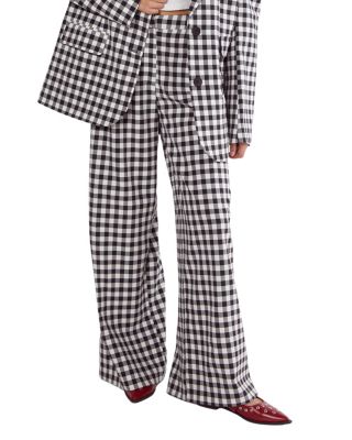 Women's Gingham Tailored Wide Leg Pants