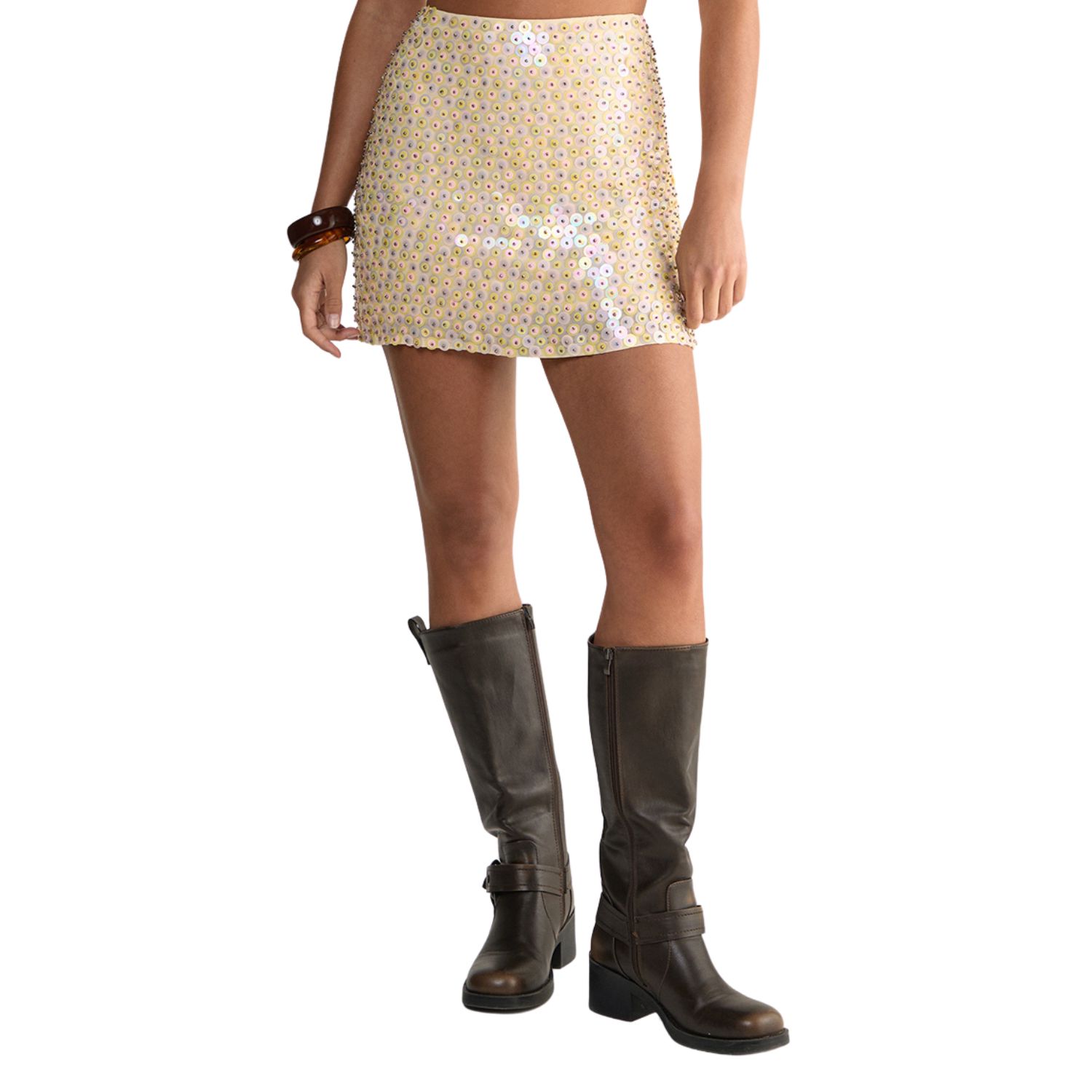 Women's Studded Sequin Beaded Mini Skirt