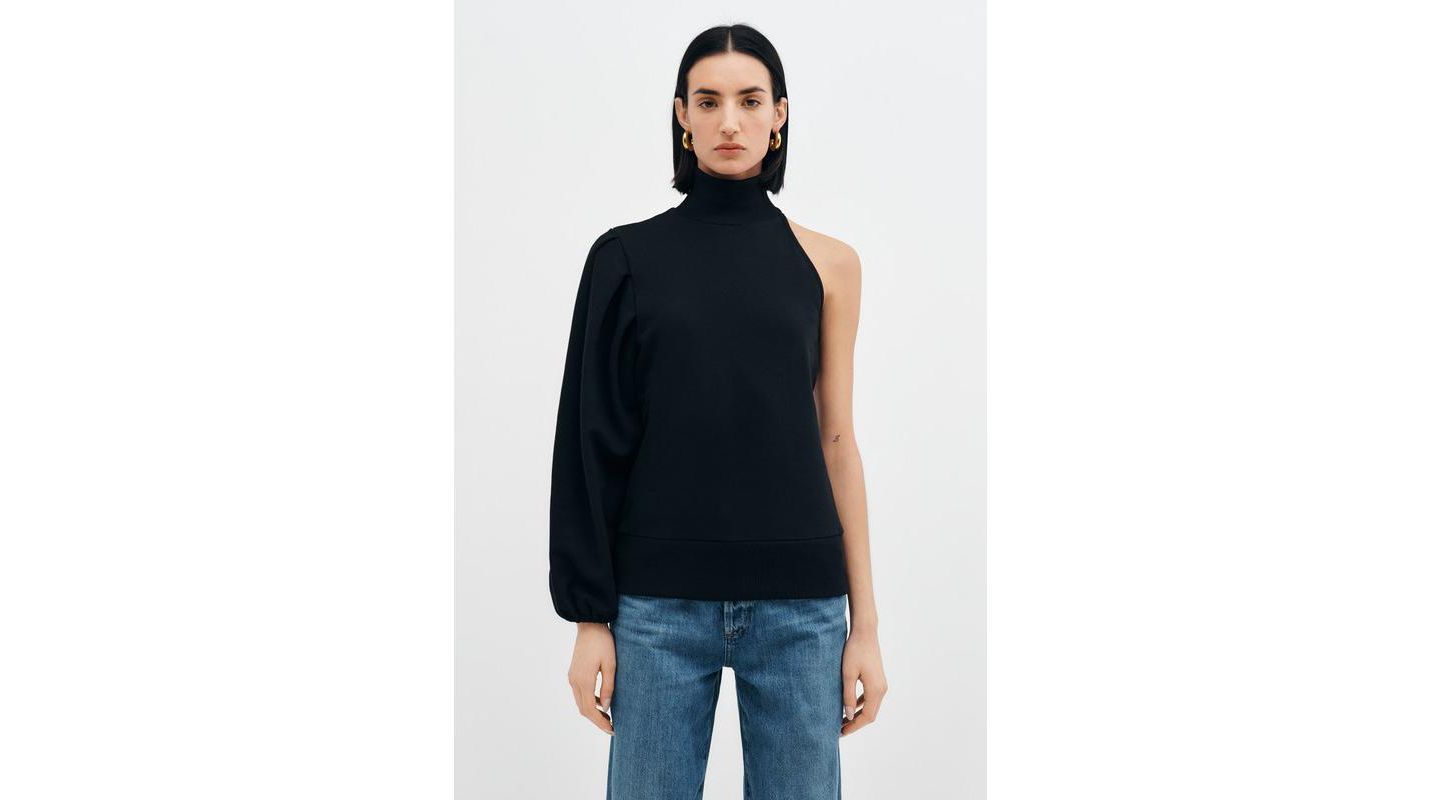 Женский свитшот Marcella Rhett One Voluminous Sleeve Asymmetric Casual, цвет: Чёрный — фото 3
