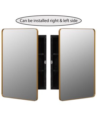 Plastic Medicine Cabinet with Beveled Edge Mirror Door and Round Corner Metal Frame, Surface or Recessed Mount Options