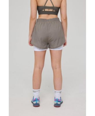 Women's Elite 2 in 1 Running Shorts - Khaki