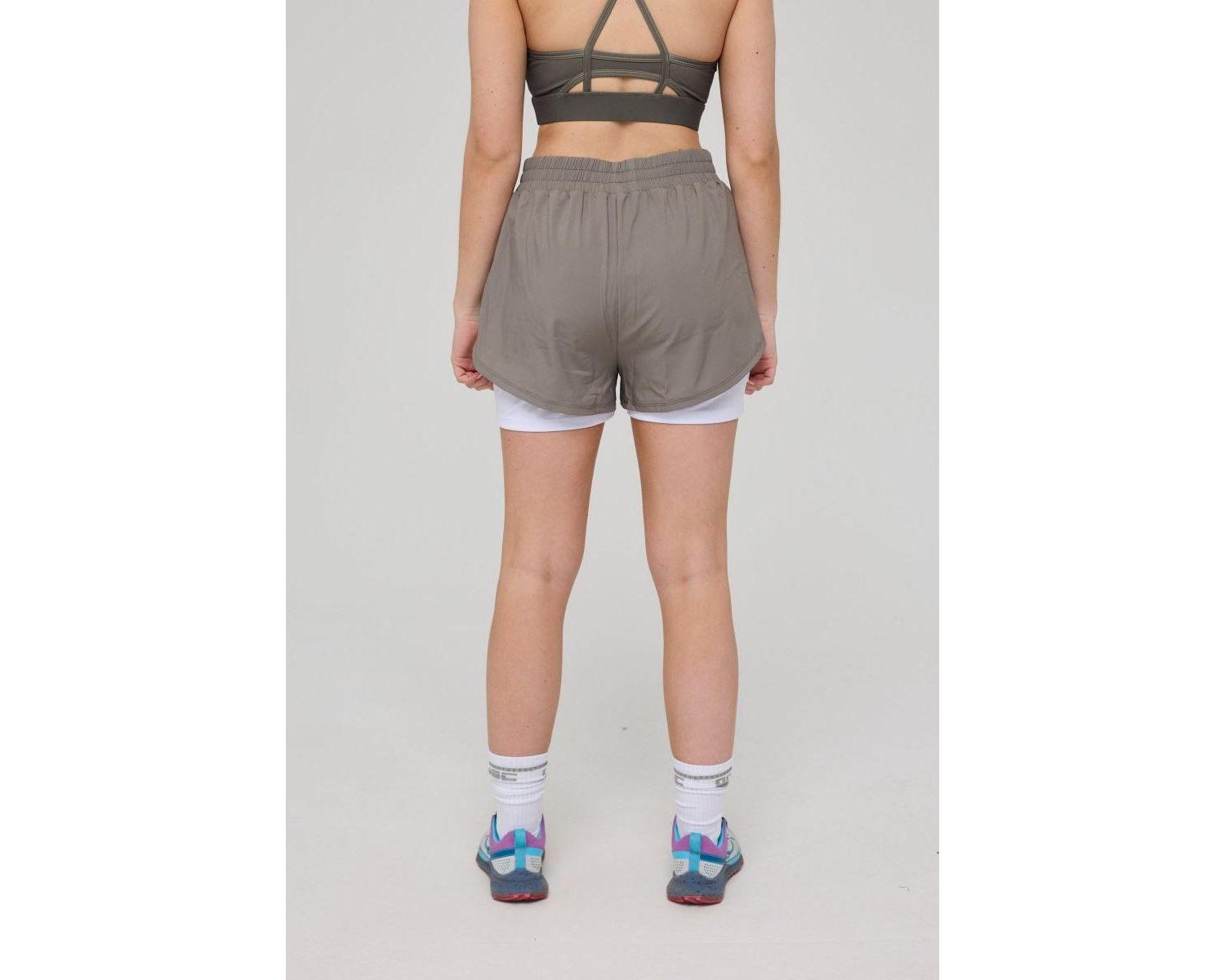 Women's Elite 2 in 1 Running Shorts - Khaki