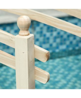 7.5' Fir Wood Garden Bridge Arc Walkway with Side Railings, Natural