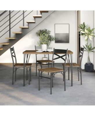 Kelle Transitional Metal 5-Piece Dining Set in Dark Bronze