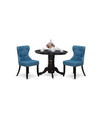 2 Amazing Parson Dining Chairs and Antique Pedestal Kitchen Table Dining Room Table Set