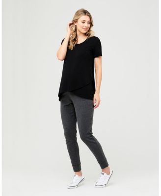 Maternity Raw Edge Nursing Short Sleeve Top
