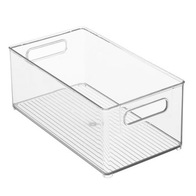 Plastic Stackable Fridge Bin with Handles, Clear, Made in USA