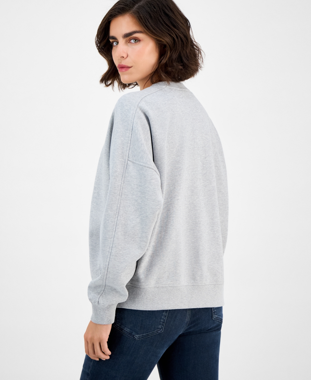Hugo Boss Women's Cotton Logo Crewneck Sweatshirt In Gray