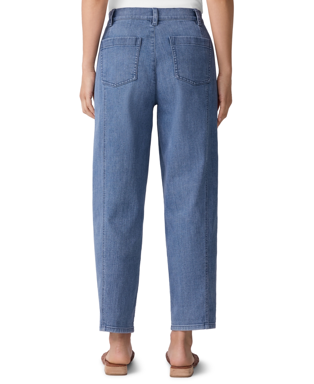 Eileen Fisher High Waist Ankle Straight Leg Jeans In Blue