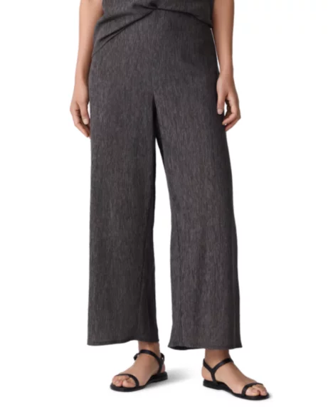 Petite High Waist Wide-Leg Ankle Pants - Rye