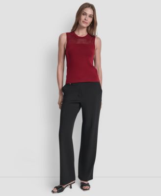 Women's Sleeveless Mesh Yoke Sweater