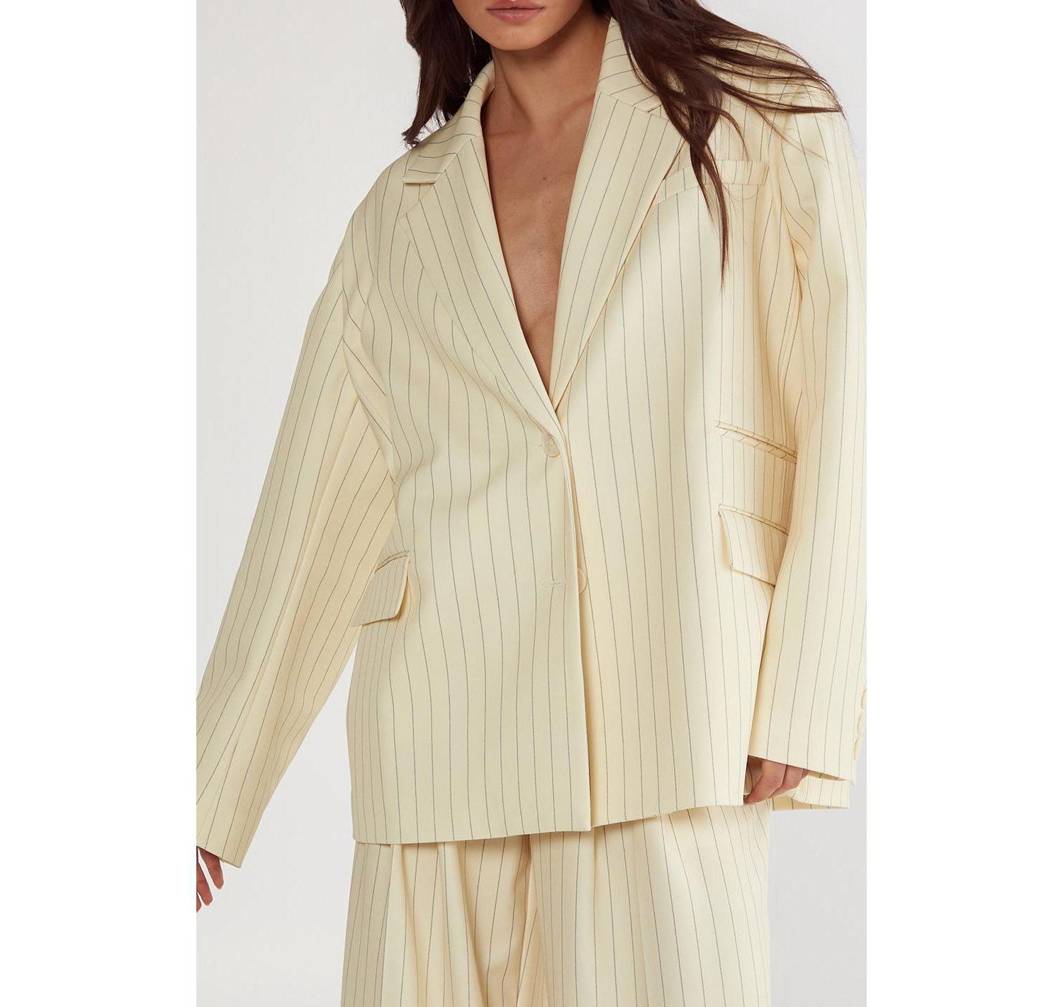 Women's Oversized Pinstripe Tailored Blazer