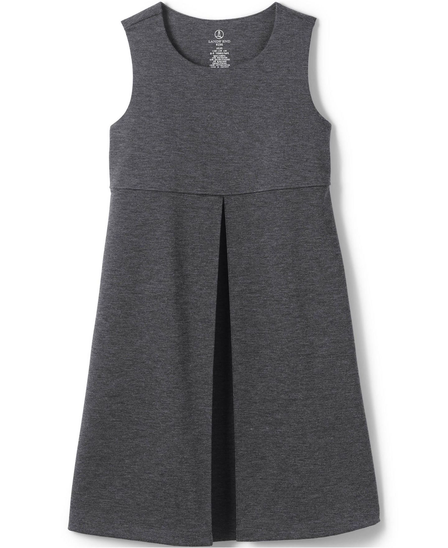 Платья Lands' End Ponte Pleat Jumper Top of Knee для девочек, цвет: Угольный меланжевый — фото 12