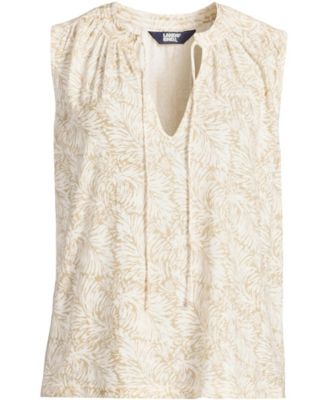 Women's Plus Size Linen Blend Notch Neck Swing Tank Top
