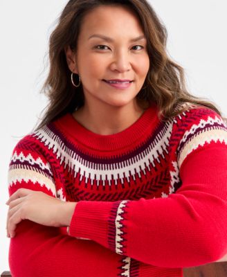 Plus Size Fair Isle Crewneck Pullover Sweater, Macy's Exclusive