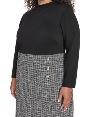 Plus Size Mock Neck Twofer Dress