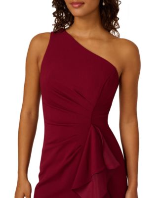 Women's Crepe One-Shoulder Ruffle Dress