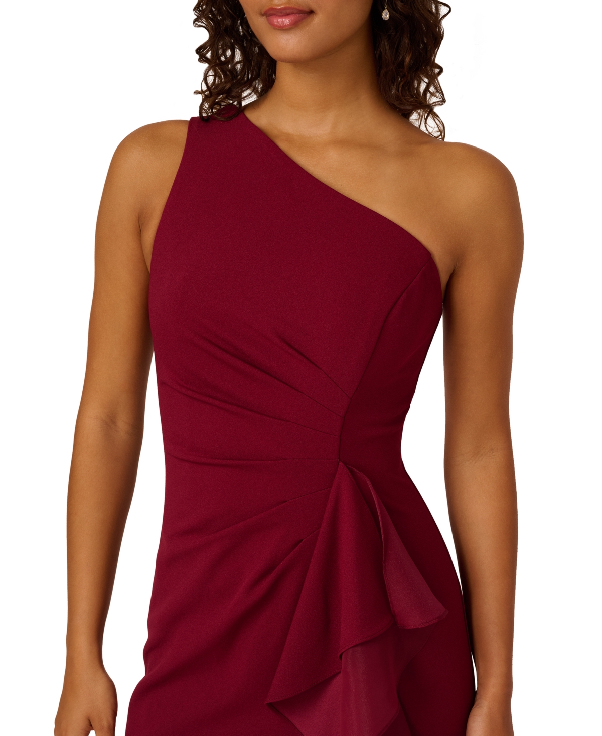 Adrianna Papell Women's Crepe One-shoulder Ruffle Dress In Animal Print