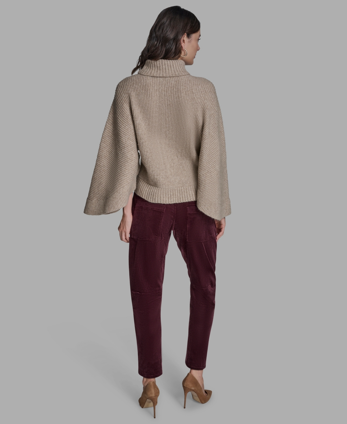 Bcbg Women's Oversized Turtleneck Sweater Poncho In Brown