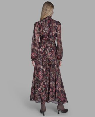 Women's High Neck Keyhole Midi Dress