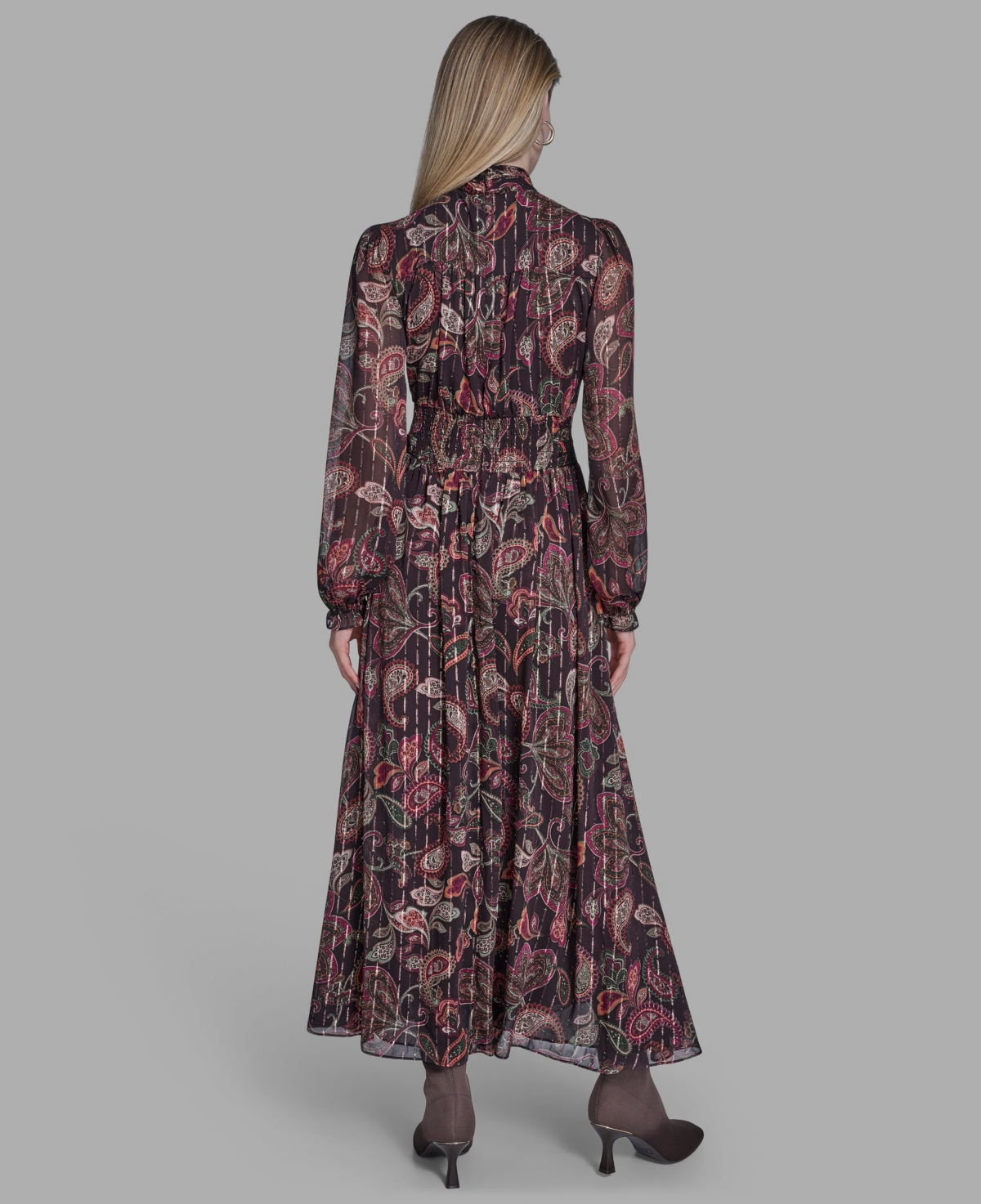 Bcbg Women's High Neck Keyhole Midi Dress In Multi