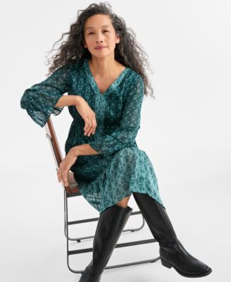 Women's Printed Shine Midi Dress, Macy's Exclusive