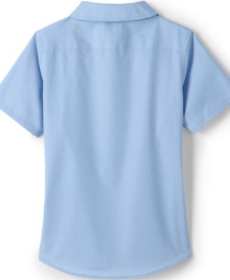 Big Girls Short Sleeve Peter Pan Collar Broadcloth Shirt