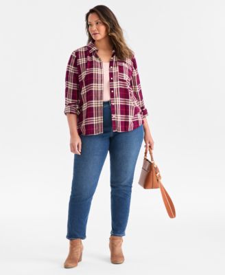 Plus Size Plaid Perfect Shirt, Macy's Exclusive 