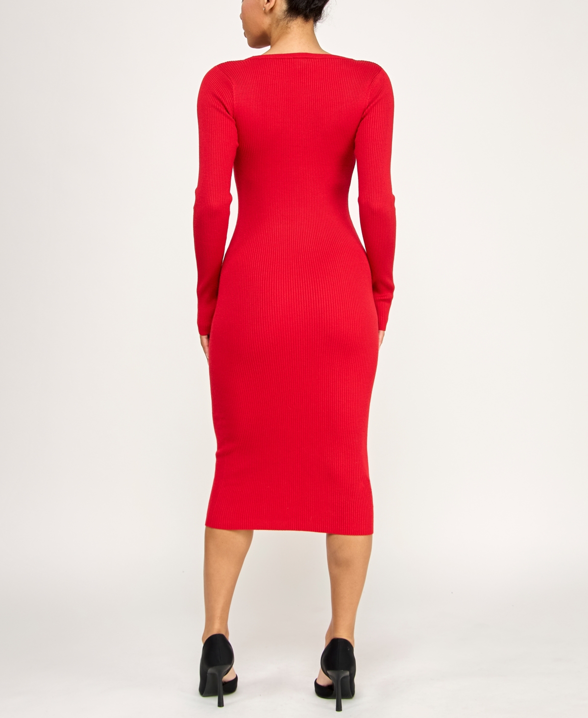 Rosie Harlow Juniors' Front Button Down Midi Sweater Dress In Red