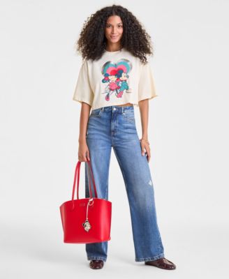 Women's Mickey Mouse & Minnie Mouse Cropped Short-Sleeve Tee, Macy's Exclusive