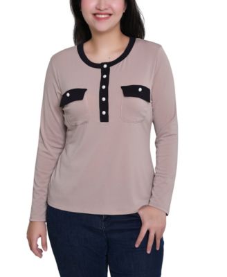 Women's Long Sleeve Contrast Detail Top