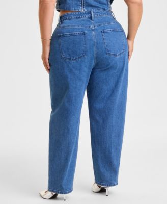 Plus Size Straight-Leg Jeans Embellished with Crystals by Swarovski&reg;, Macy's Exclusive