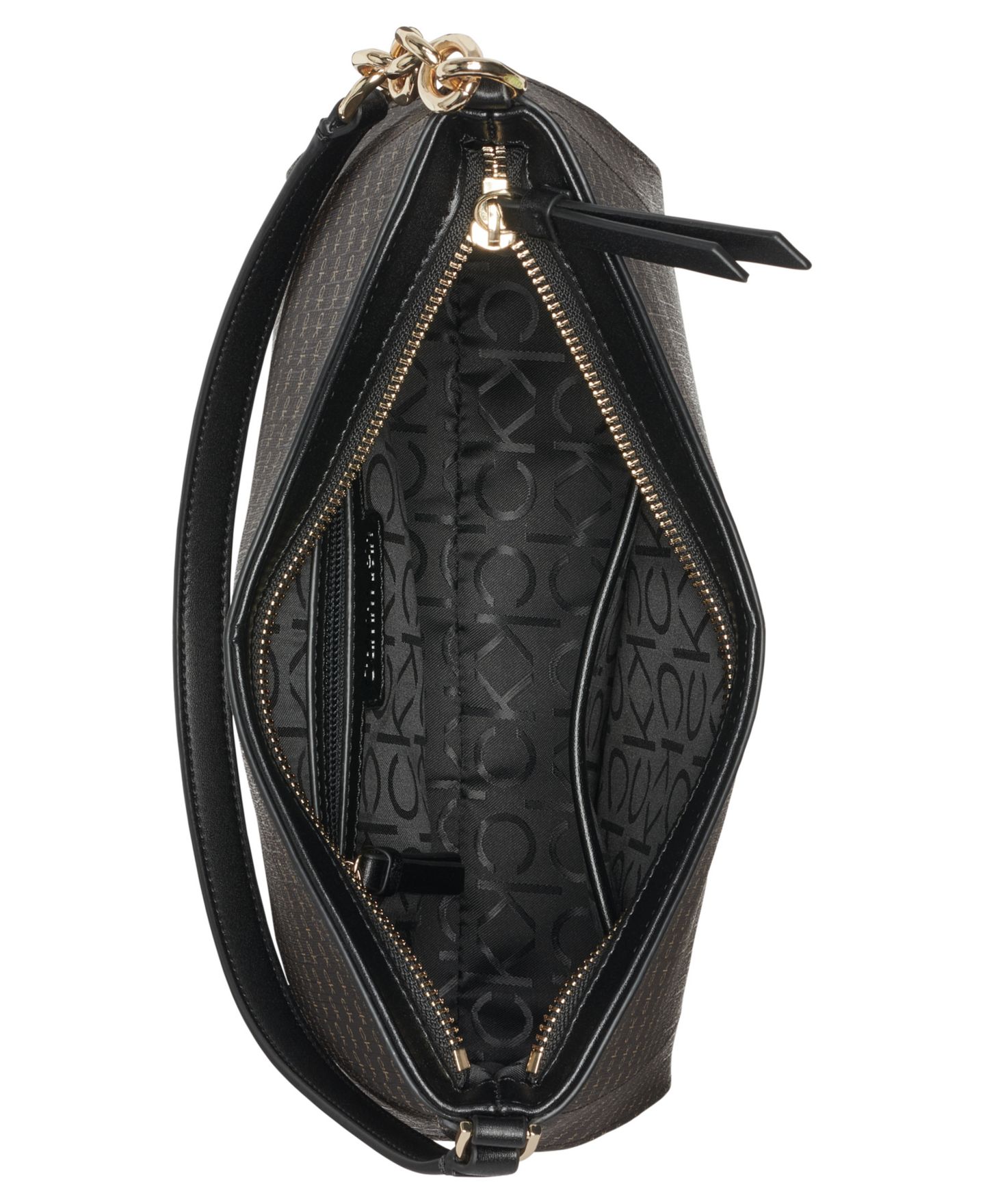 Женская сумка Calvin Klein Nova Top Zipper Mini Signature Chain Shoulder, цвет: Чёрный — фото 4