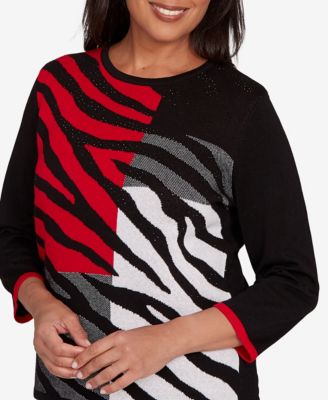 Women's Jet Setter Zebra Colorblock Long Sleeve Sweater