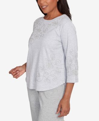 Women's Casual Vibe Asymmetrical Floral Embroidered Detail Top
