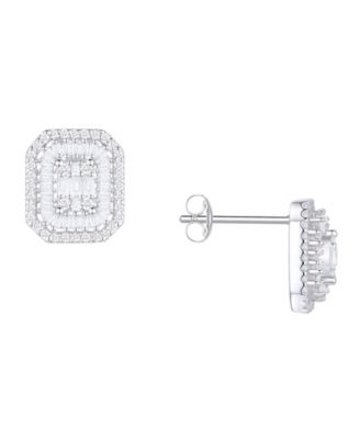 Diamond Baguette & Round Earrings (1/2 ct. t.w.) in 14K White Gold (also in 14K Yellow Gold)