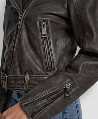 Women's Leather Asymmetrical Zip-closure Moto Jacket