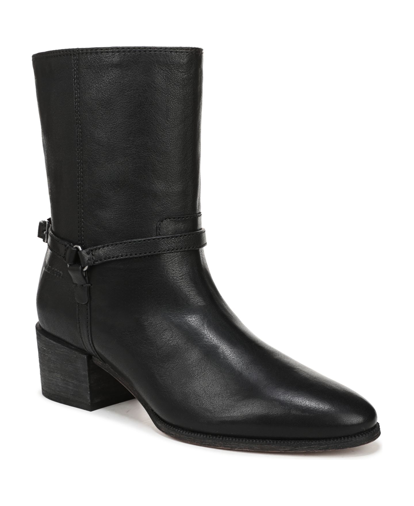 Женские ботинки Franco Sarto Kian Round Toe Pull On Short, цвет: Чёрный кожаный — фото 1
