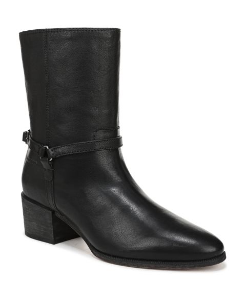 Женские ботинки Franco Sarto Kian Round Toe Pull On Short, цвет: Чёрный кожаный