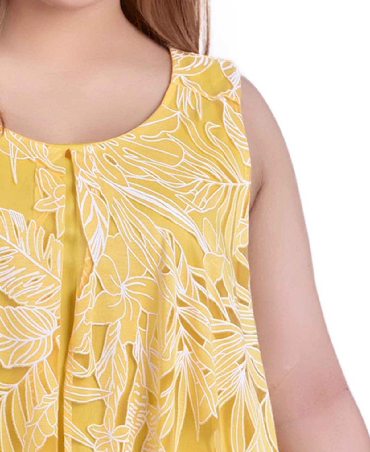 Ny Collection Plus Size Sleeveless Hi Lo Burnout Tunic In Gold