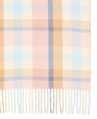 Women's Color Blocked Out Plaid Fringe Scarf