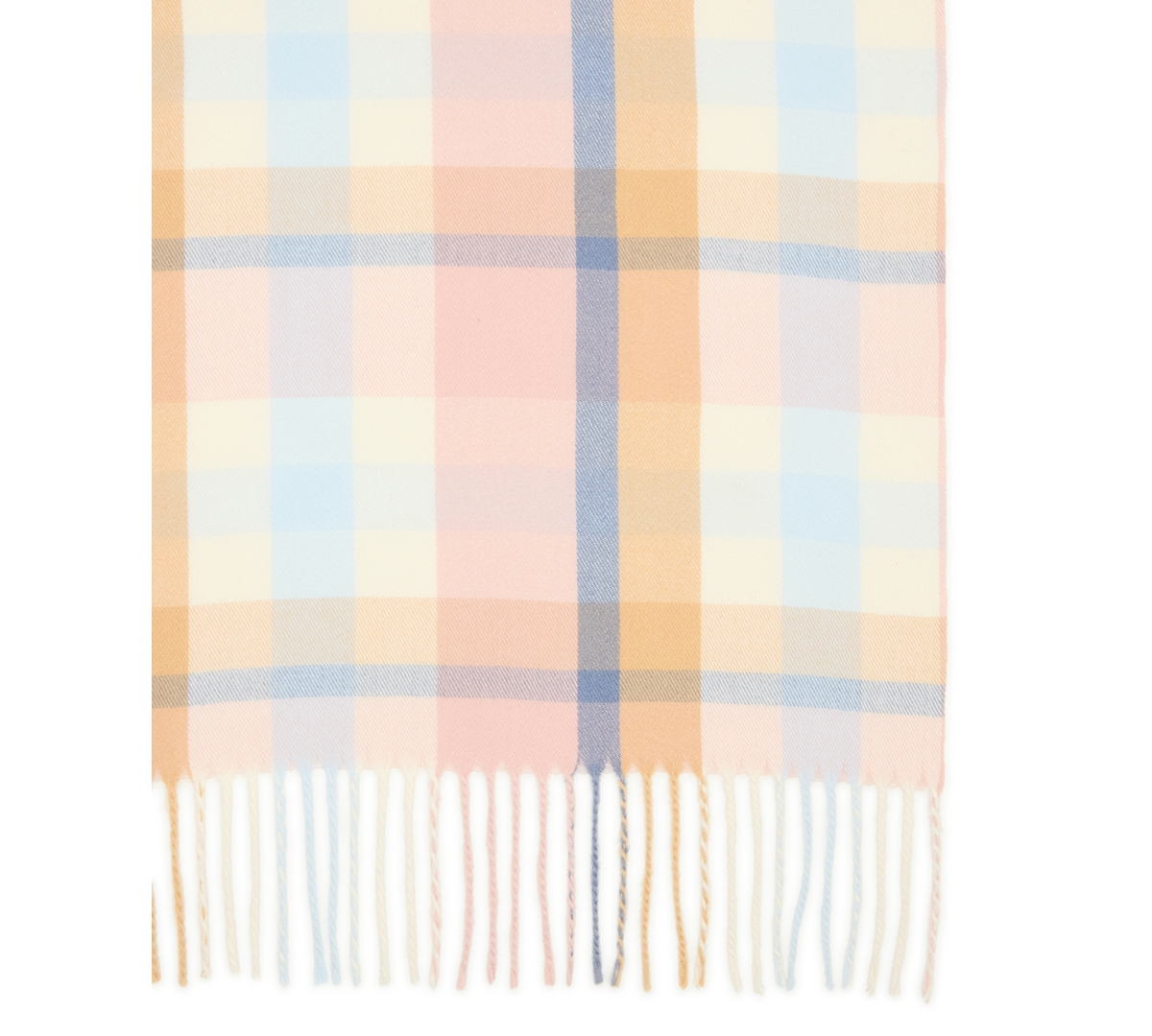 Steve Madden Women's Color Blocked Out Plaid Fringe Scarf In White