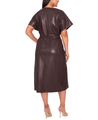 Plus Size Dolman Sleeve Belted Midi Dress