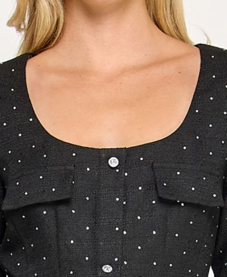 Juniors' Long Sleeve Jewel Neck Dress