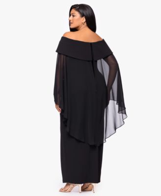 Plus-Size Long Caped Scuba Dress