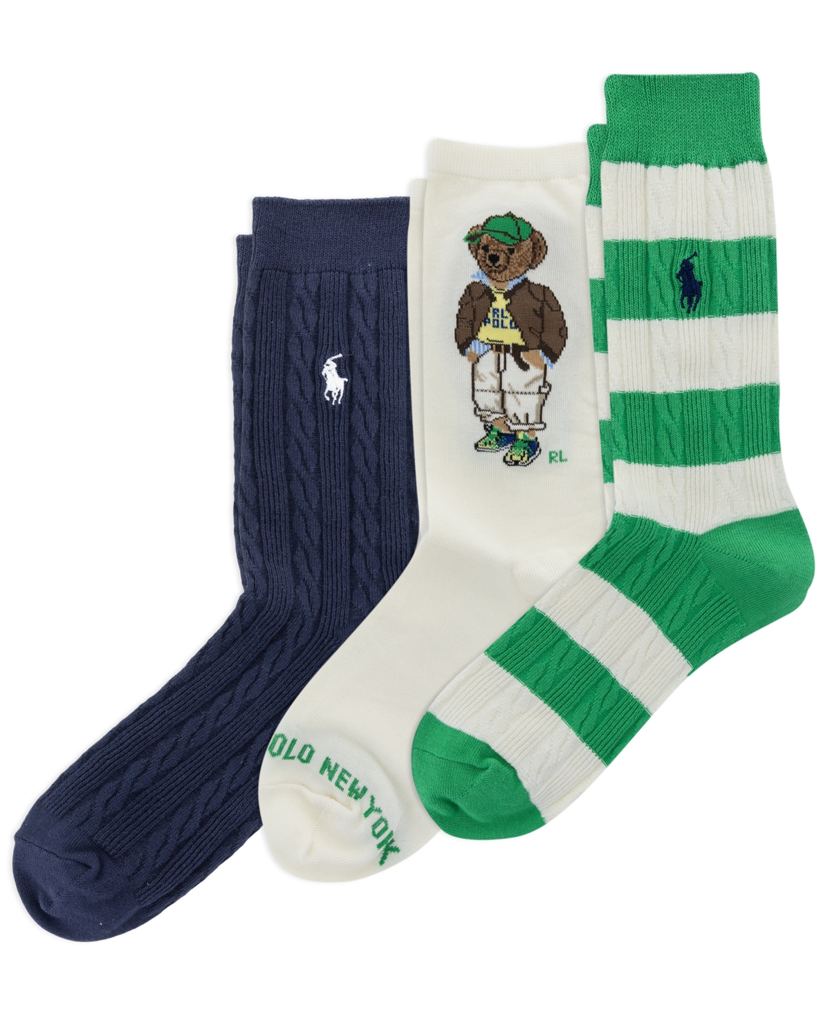 Polo Ralph Lauren Women's 3-pack Polo Bear Sock Set In Green